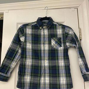Chaps Plaid Button Down Long Sleeve Casual Junior Boys Shirt - Size 7
